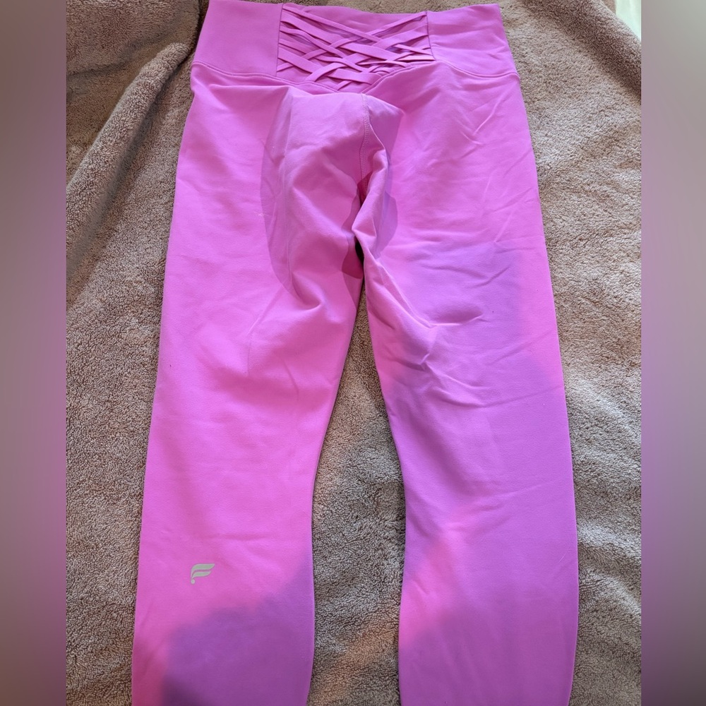 electric neon orchid fabletics 7/8 boost high waisted leggings M(8) NWT